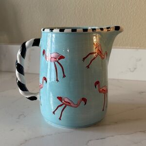 Vintage (2002) Patricia DuPont Handpainted Decorative Pitcher Flamingo